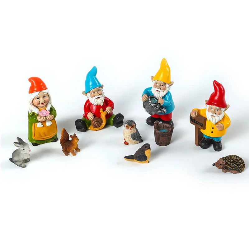 Miniature Fairy Garden Gnomes Figurines Set Resin Animals Mini Small Funny Dwarf Decorations Statues Ornaments Collection Indoor - PST PS Tradings