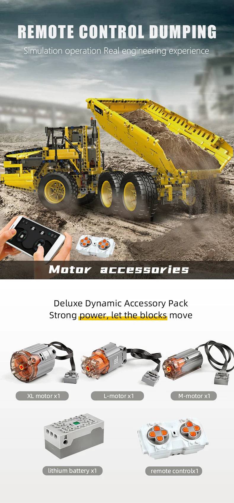 MOULD KING 17010 Technical Car Engineering Vehicle Toys APP RC Dump Truck Set Blocks MOC-8002 Bricks Christmas Gifts For Boys - Property & Safety Tradings