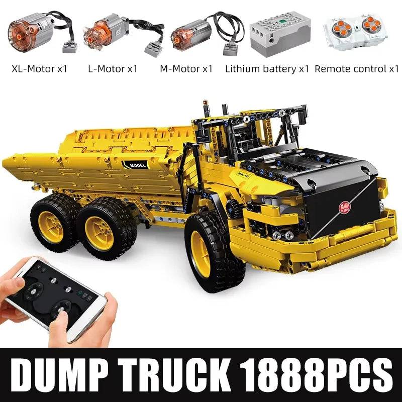 MOULD KING 17010 Technical Car Engineering Vehicle Toys APP RC Dump Truck Set Blocks MOC-8002 Bricks Christmas Gifts For Boys - Property & Safety Tradings