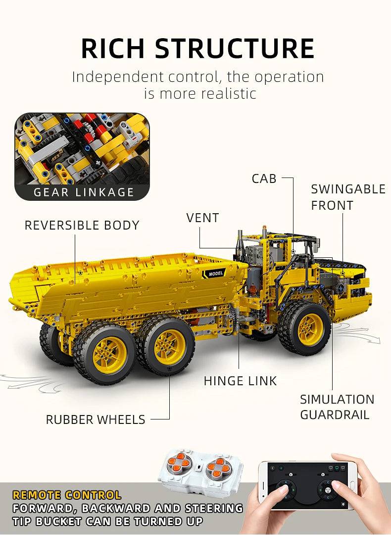 MOULD KING 17010 Technical Car Engineering Vehicle Toys APP RC Dump Truck Set Blocks MOC-8002 Bricks Christmas Gifts For Boys - Property & Safety Tradings