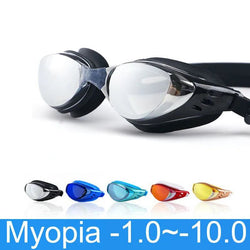 Myopia Swimming Glasses Prescription -1.0~-10 Waterproof Anti Fog Swim Eyewear Silicone Diopter Diving Goggles Adults Children - PST PS Tradings