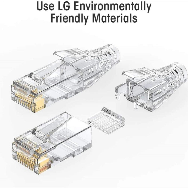 NASTAKO 20/50/100pcs Cat6 RJ45 Connector UTP Cable Ethernet Jack 8P8C Network CAT6 Cat5e Modular Plugs with 6.5mm RJ45 Caps - PST PS Tradings