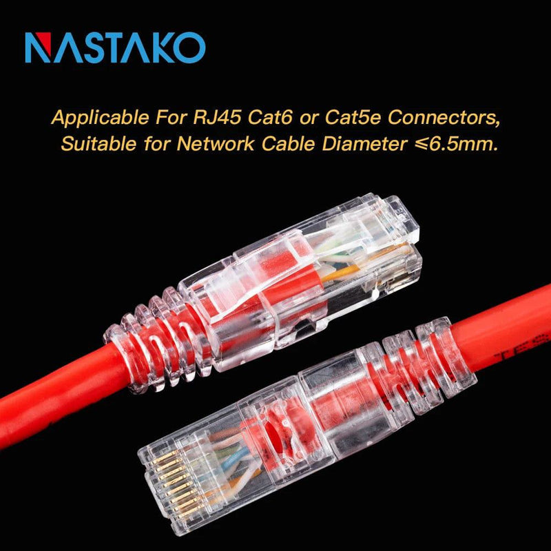 NASTAKO 20/50/100pcs Cat6 RJ45 Connector UTP Cable Ethernet Jack 8P8C Network CAT6 Cat5e Modular Plugs with 6.5mm RJ45 Caps - PST PS Tradings