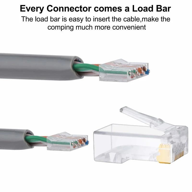 NASTAKO 20/50/100pcs Cat6 RJ45 Connector UTP Cable Ethernet Jack 8P8C Network CAT6 Cat5e Modular Plugs with 6.5mm RJ45 Caps - PST PS Tradings