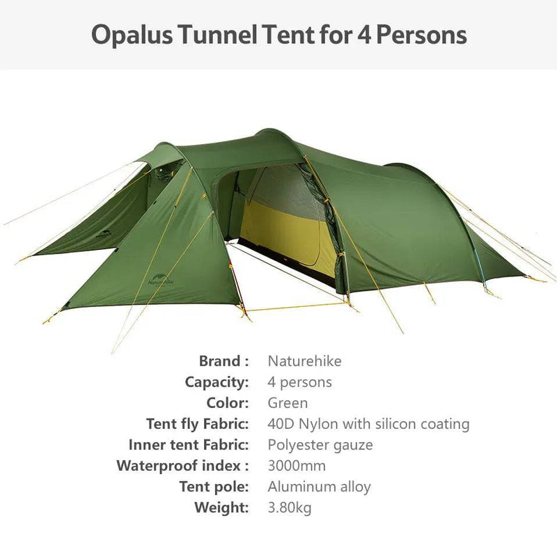 Naturehike Opalus 2 3 4 Tent 2 3 4 Person Hiking Tent 4 Season Tent Ultralight Family Travel Tent 20D Waterproof Camping Tent - Property & Safety Tradings