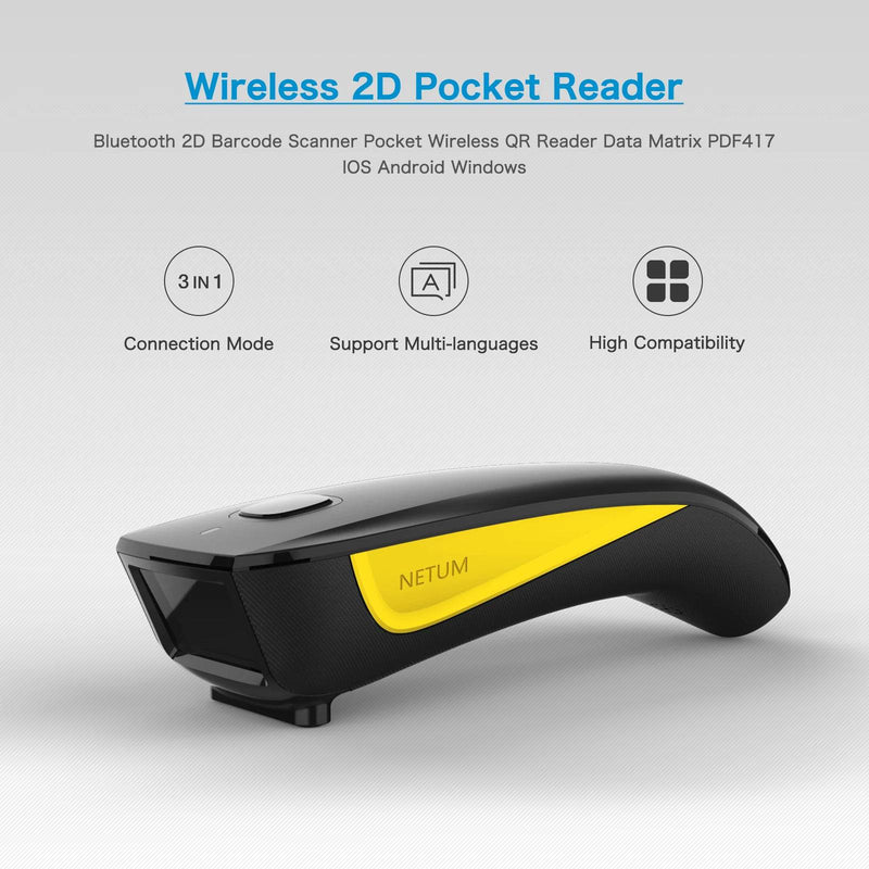 NETUM C750 Bluetooth QR 2D Barcode Scanner AND C830 Wireless Laser 1D usb Bar Code Reader for IOS Android Windows Mobile Payment - Property & Safety Tradings