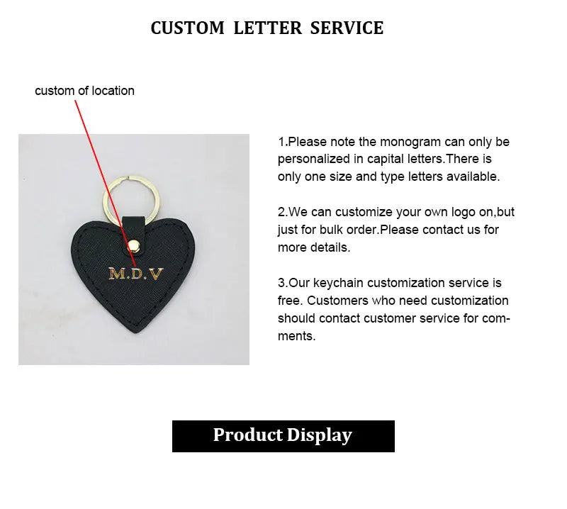 New Fashion Free Custom Initial Letters Genuine Leather Keychain For Women Key Ring Chain Female Keyring - PST PS Tradings