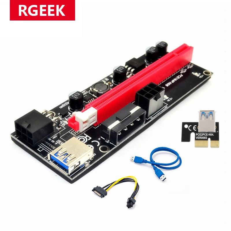 New PCI-E Riser 009 Express 1X 4x 8x 16x Extender PCI E USB Riser 009S GPU Dual 6Pin Adapter Card SATA 15pin for BTC Miner - PST PS Tradings