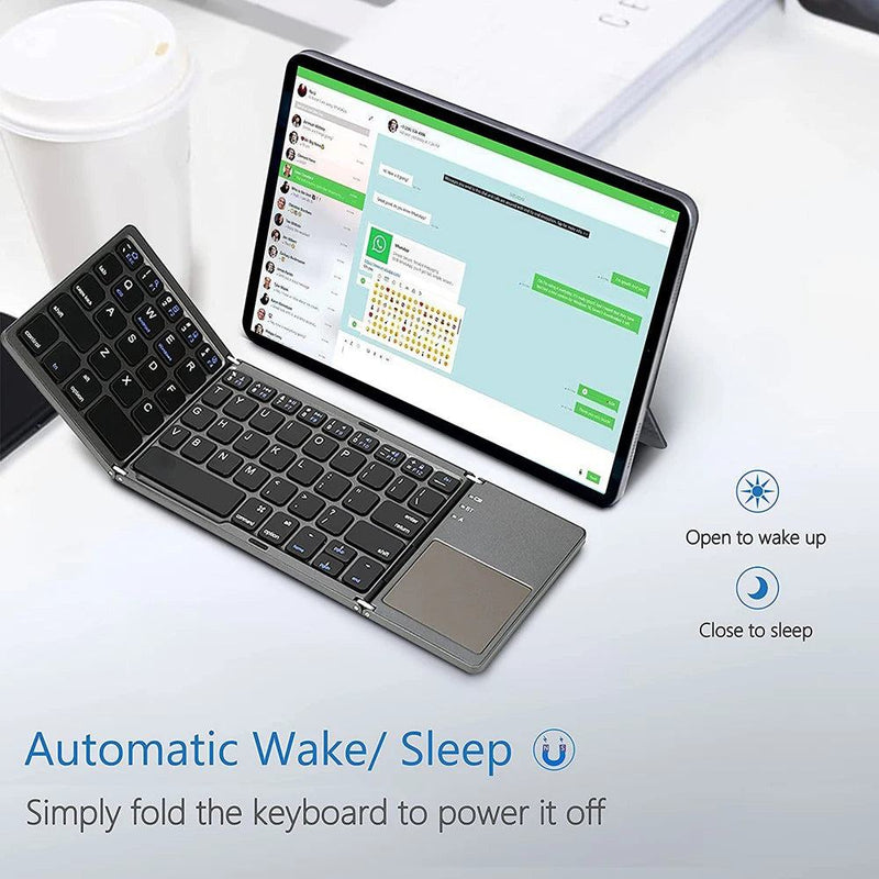 New Portable Mini Three Folding Bluetooth Keyboard Wireless Foldable Touchpad Keypad for IOS Android Windows ipad Tablet - PST PS Tradings