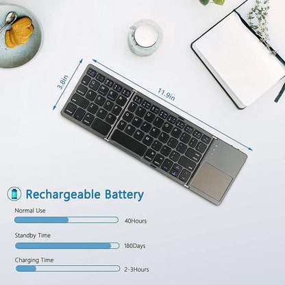 New Portable Mini Three Folding Bluetooth Keyboard Wireless Foldable Touchpad Keypad for IOS Android Windows ipad Tablet - PST PS Tradings