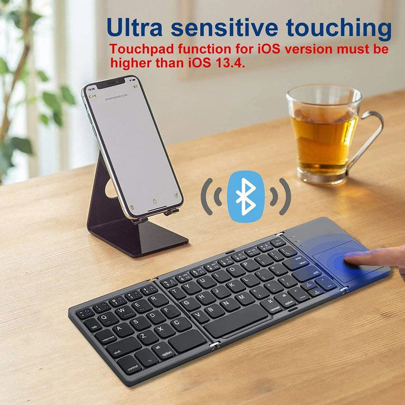 New Portable Mini Three Folding Bluetooth Keyboard Wireless Foldable Touchpad Keypad for IOS Android Windows ipad Tablet - PST PS Tradings