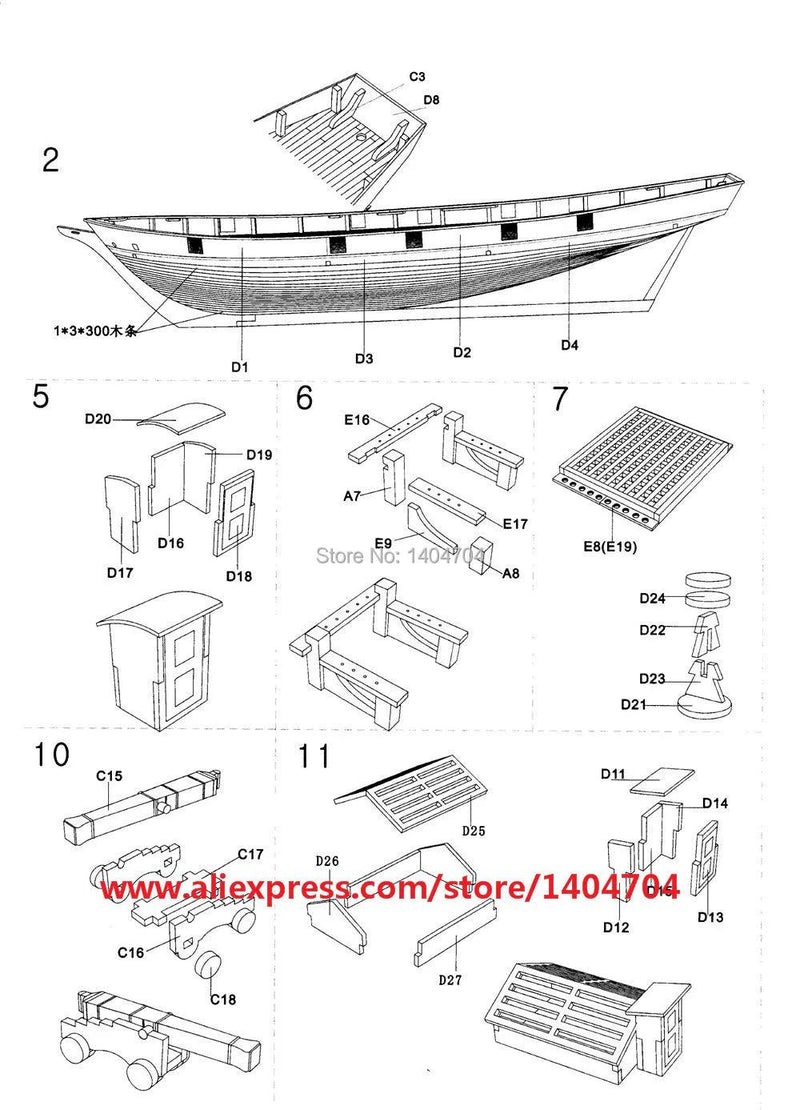 New Version Scale 1/96 Classics Ancient Ship wood Model Building Kits Harvey 1847 Wooden Sailboat DIY Home Decorations