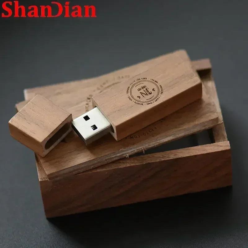 New Wooden Creative USB Flash Drive 64GB Free Custom Logo Pendrive 32GB Photography Memory Stick 16GB U Disk Wedding Gift 8GB