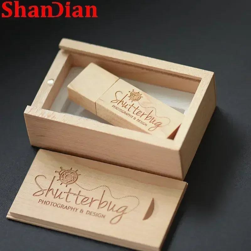 New Wooden Creative USB Flash Drive 64GB Free Custom Logo Pendrive 32GB Photography Memory Stick 16GB U Disk Wedding Gift 8GB