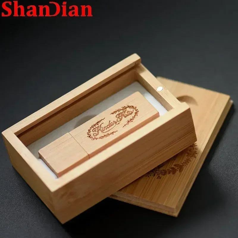 New Wooden Creative USB Flash Drive 64GB Free Custom Logo Pendrive 32GB Photography Memory Stick 16GB U Disk Wedding Gift 8GB