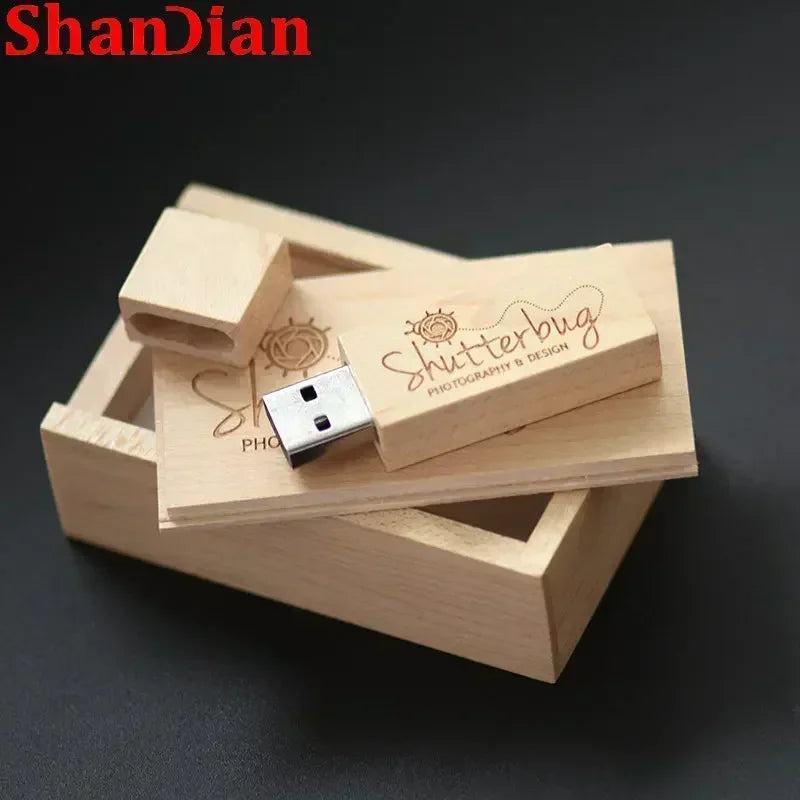 New Wooden Creative USB Flash Drive 64GB Free Custom Logo Pendrive 32GB Photography Memory Stick 16GB U Disk Wedding Gift 8GB