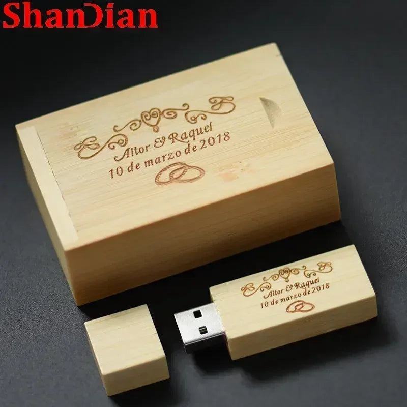 New Wooden Creative USB Flash Drive 64GB Free Custom Logo Pendrive 32GB Photography Memory Stick 16GB U Disk Wedding Gift 8GB