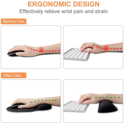 New Wrist Rest Mouse Pad Memory Foam Superfine Fibre Wrist Rest Pad Ergonomic Mousepad for Typist Office Gaming PC Laptop - PST PS Tradings