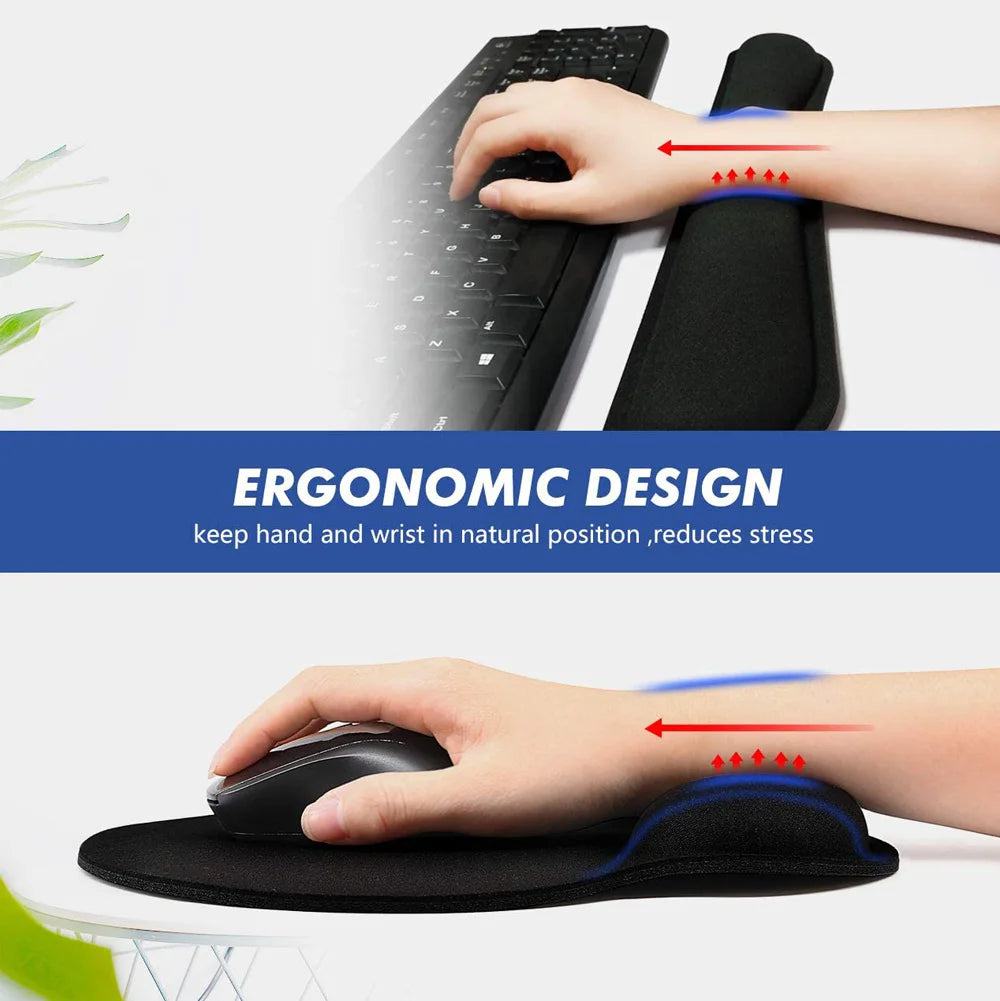 New Wrist Rest Mouse Pad Memory Foam Superfine Fibre Wrist Rest Pad Ergonomic Mousepad for Typist Office Gaming PC Laptop - PST PS Tradings