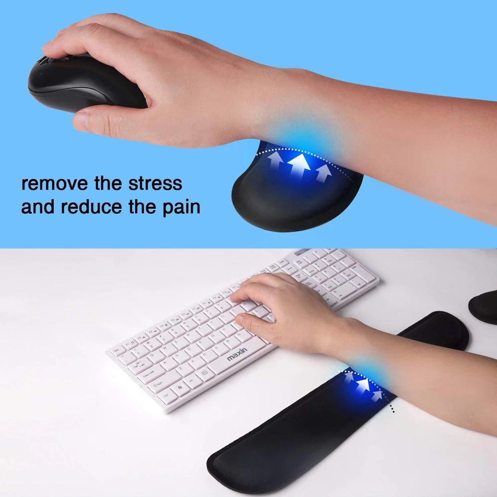 New Wrist Rest Mouse Pad Memory Foam Superfine Fibre Wrist Rest Pad Ergonomic Mousepad for Typist Office Gaming PC Laptop - PST PS Tradings