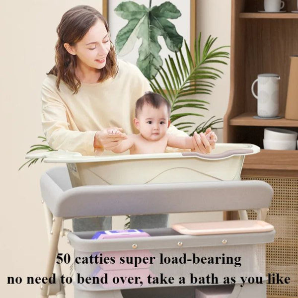 One-click Folding Multifunctional Diaper Changing Table with Toy Rack Storage Basket Height Adjustable Mobile Baby Care Table - PST PS Tradings