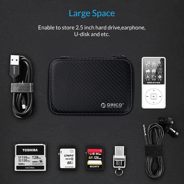 ORICO 2.5 Hard Disk Case Portable HDD Protection Bag for External 2.5 inch Hard Drive/Earphone/U Disk Hard Disk Drive Case Black - PST PS Tradings