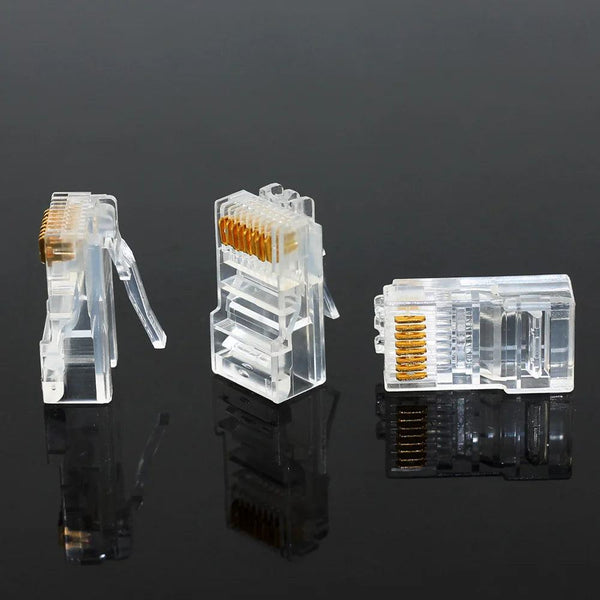 OULLX 20/50/100PCS RJ45 Ethernet Cables Module Plug Network Connector RJ-45 Crystal Heads Cat5 Cat5e Gold Plated Network Cable - PST PS Tradings