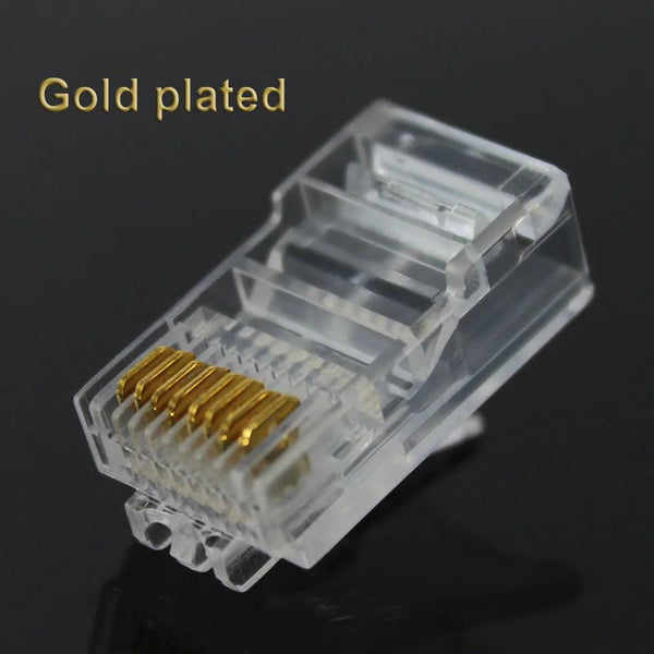 OULLX 20/50/100PCS RJ45 Ethernet Cables Module Plug Network Connector RJ-45 Crystal Heads Cat5 Cat5e Gold Plated Network Cable - PST PS Tradings