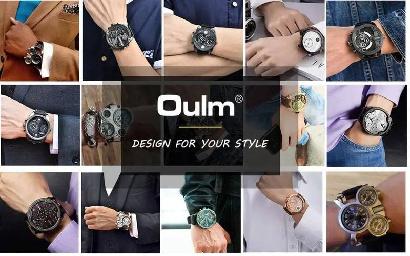 Oulm Brand 3364 Unique Design Square Men Wristwatch Wide Big Dial Casual Leather Strap Quartz Watch Male Sport Watches - Property & Safety Tradings