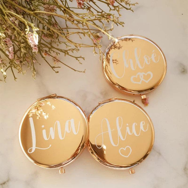 Personalized Compact Mirror Pocket Mirror Bridesmaid Gift Bachelorette Party Favors Make Up Mirror Wedding Gift Gift for Mom - PST PS Tradings