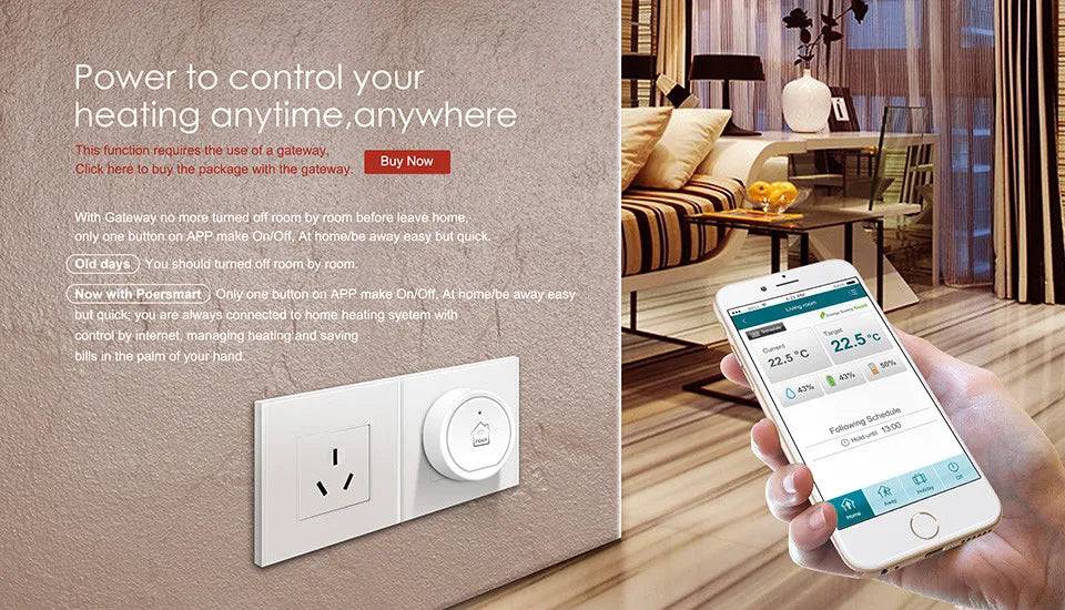 POER Wireless Wifi heating thermostat smart Thermoregulator digital temperature controller for gas boiler warm floor with Alexa - Property & Safety Tradings