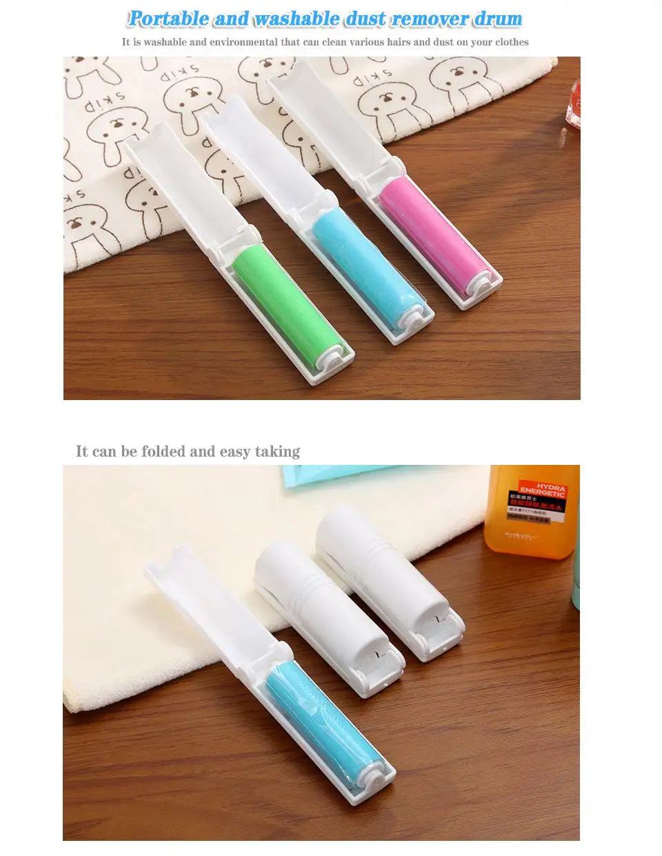 portable and washable dust remover drum Portable folding clothes sticky hair remover hair removal dust dust brush roll - PST PS Tradings