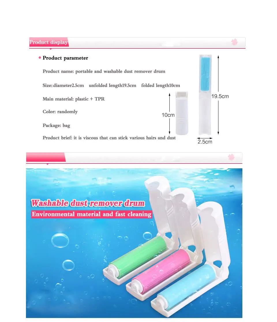 portable and washable dust remover drum Portable folding clothes sticky hair remover hair removal dust dust brush roll - PST PS Tradings