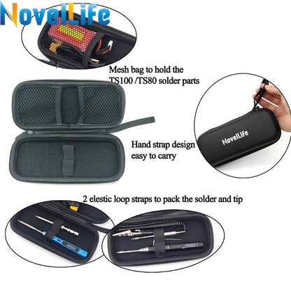 Portable Carry Case Small Zipper Tool Pouch Organizer Bag for TS100 TS101 TS80P SH72 Pine64 Pinecil Soldering Iron DT71 Tweezers