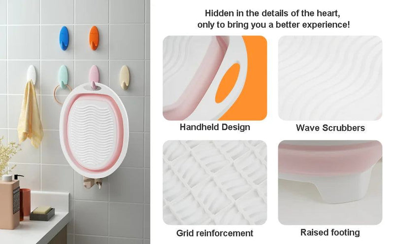 Portable Hand Washing Foldable Basin With Brush Home School Dormitory Washboard Basin For Clothes Cleaning Tools - PST PS Tradings