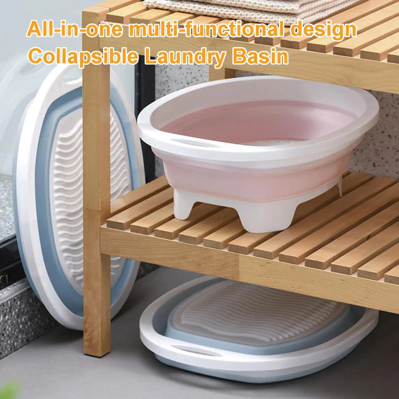 Portable Hand Washing Foldable Basin With Brush Home School Dormitory Washboard Basin For Clothes Cleaning Tools - PST PS Tradings