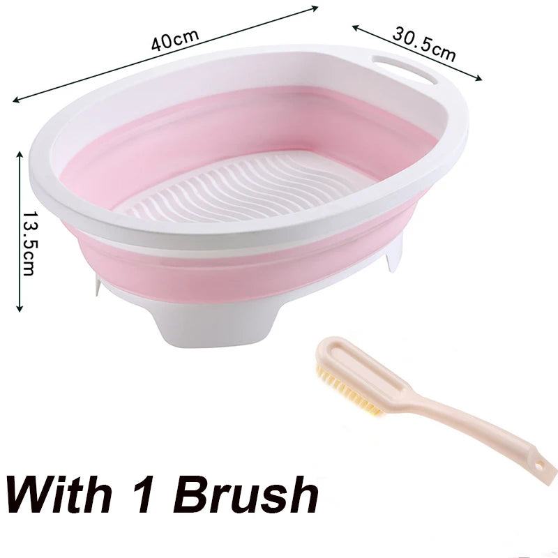 Portable Hand Washing Foldable Basin With Brush Home School Dormitory Washboard Basin For Clothes Cleaning Tools - PST PS Tradings