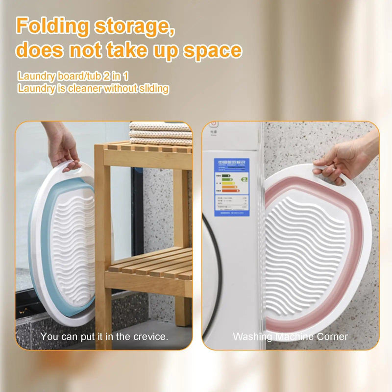 Portable Hand Washing Foldable Basin With Brush Home School Dormitory Washboard Basin For Clothes Cleaning Tools - PST PS Tradings