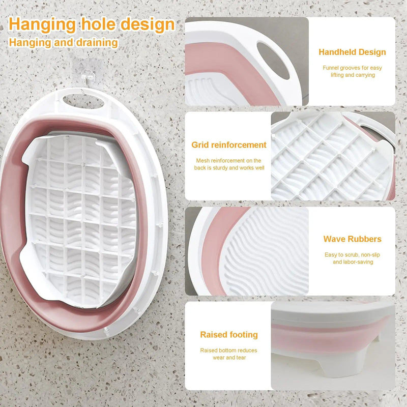 Portable Hand Washing Foldable Basin With Brush Home School Dormitory Washboard Basin For Clothes Cleaning Tools - PST PS Tradings