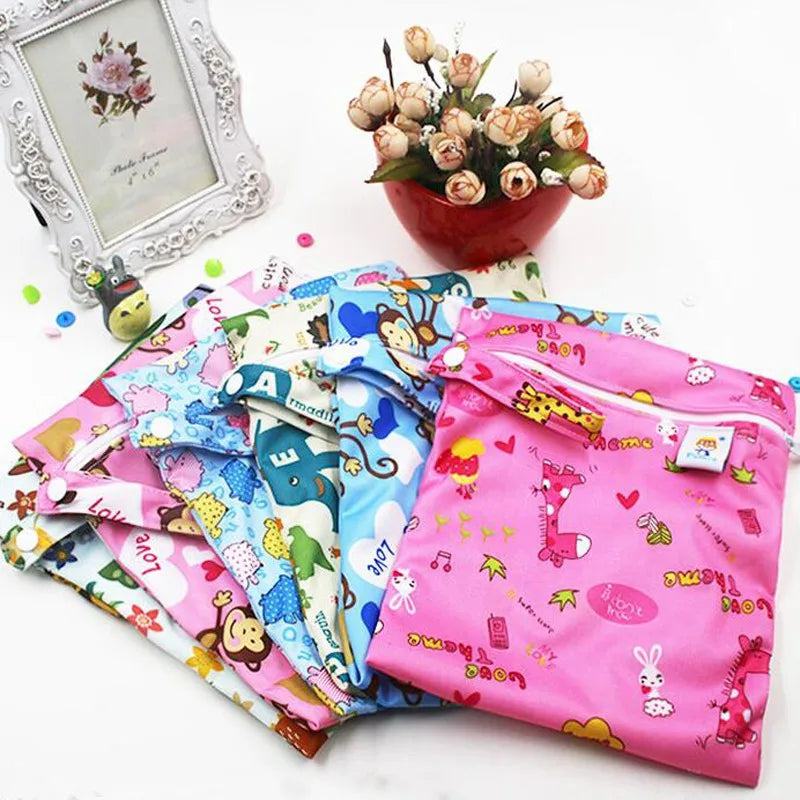 Printed Pocket Wet Bag Waterproof Reusable Nappy Bags PUL Travel Baby Nappy Mini Size Wet Dry Bags Wetbags 25x20cm Wholesale - PST PS Tradings