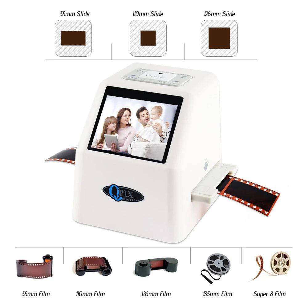 QPIX 22 MP 35mm Portable Film Scanners 135 110 126KPK Super 8 Negative Slide Holder Photo Scanner Film Digital Converter - Property & Safety Tradings