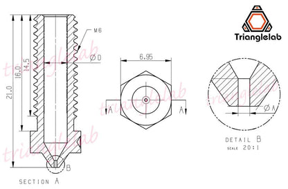 R Triangle Hardened Steel Volcano Nozzles For High Temperature 3D Printer PEI PEEK OR Carbon Fiber Filament For  Volcano Hotend