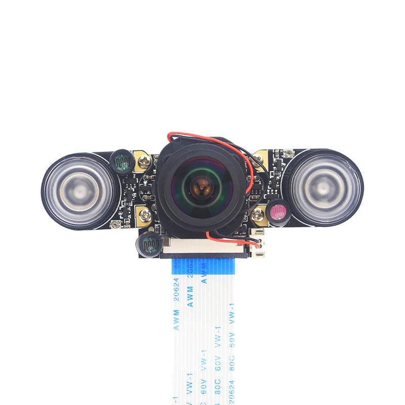 Raspberry Pi 175° IR-CUT Camera Night Vision Focal Adjustable 5MP Fish Eye Auto Switch Day Night for Raspberry Pi 5 4B 3B+ Zero