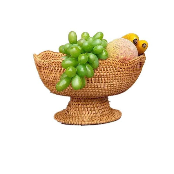 Rattan Fruit Baskets Wicker Storage Bowls Natural Woven Serving Basket Bowls Decorative Baskets for Kitchen Counter Organizing - Property & Safety Tradings