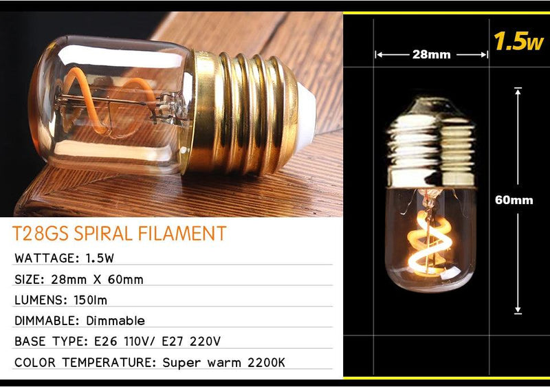 Retro Dimmable LED Edison Bulb E27 3W Gold Spiral Filament ST64 G125 Ampoule LED Lamp Incandescent Chandelier Decorative Lightin