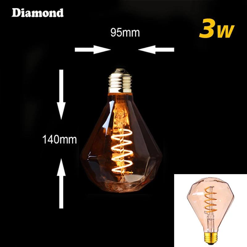 Retro Dimmable LED Edison Bulb E27 3W Gold Spiral Filament ST64 G125 Ampoule LED Lamp Incandescent Chandelier Decorative Lightin