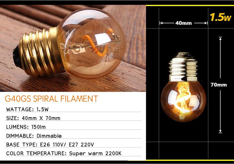 Retro Dimmable LED Edison Bulb E27 3W Gold Spiral Filament ST64 G125 Ampoule LED Lamp Incandescent Chandelier Decorative Lightin