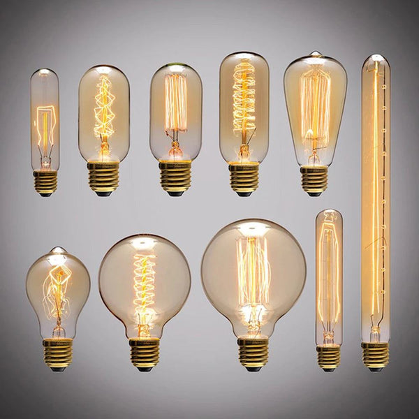 Retro Edison Light Bulb E27 220V 40W ST64 G80 G95 T10 T45 T185 A19 A60 Filament Incandescent Ampoule Bulbs Vintage Edison Lamp