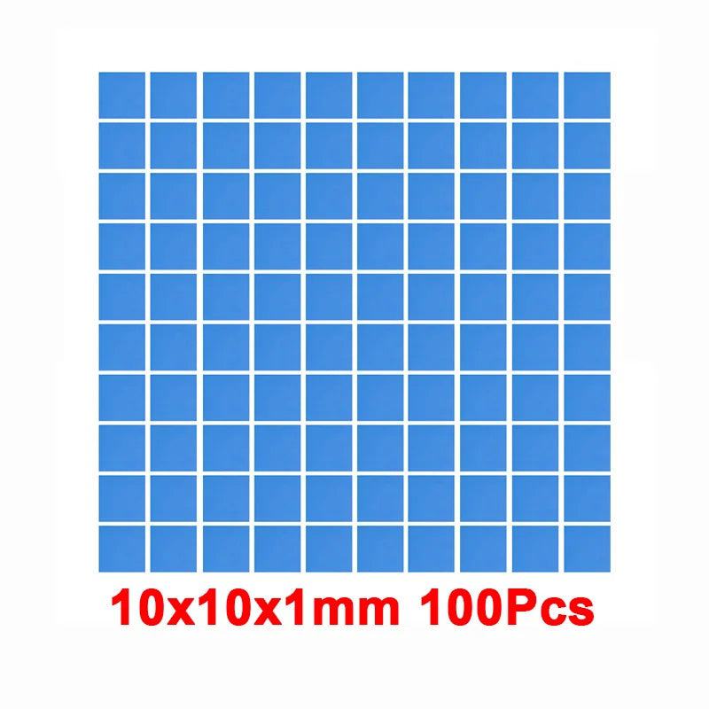 RGEEK 100 Pcs Blue 10mm*10mm GPU CPU Heatsink Cooling Conductivity 6.0 W Silicone Pad Processor Accessories Thermal Pad