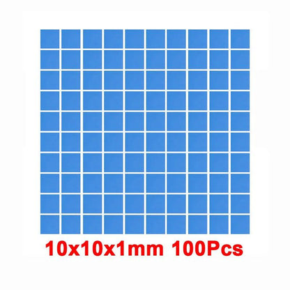 RGEEK 100 Pcs Blue 10mm*10mm GPU CPU Heatsink Cooling Conductivity 6.0 W Silicone Pad Processor Accessories Thermal Pad